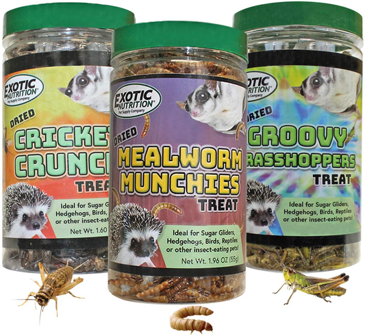 Dried Insect 3 Pack - Crickets, Grasshoppers, Mealworms - for Sugar Gliders, Hedgehogs, Wild Birds, Chickens, Turtles, Tropical Fish, Reptiles Animals & Pet Supplies > Pet Supplies > Reptile & Amphibian Supplies > Reptile & Amphibian Food Exotic Nutrition   