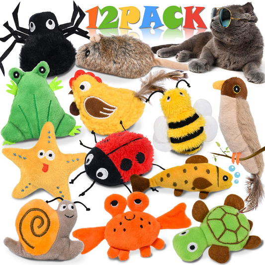 Vitscan Cat Toys for Indoor Cats, Interactive Cat Toy, Cat Chew Toy for Aggressive Chewers Bite Resistant, Crinkle Squeaky Catnip Toys Plush Stuffed Animal Pet Kitten Dog Toys Animals & Pet Supplies > Pet Supplies > Bird Supplies > Bird Treats Vitscan   