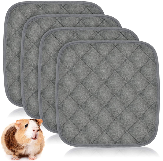 Rypet Guinea Pig Fleece Cage Liners - 4 Pack Washable Guinea Pig Pee Pads, Waterproof Reusable & anti Slip Guinea Pig Bedding Fast Absorbent Pee Pad for Small Animals 12"X 12"