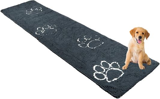 My Doggy Place - Ultra Absorbent Microfiber Dog Door Mat, Durable, Quick Drying, Washable, Prevent Mud Dirt, Keep Your House Clean (Charcoal W/Paw Print, Hallway Runner) - 8' X 2' Feet Animals & Pet Supplies > Pet Supplies > Dog Supplies > Dog Houses My Doggy Place   