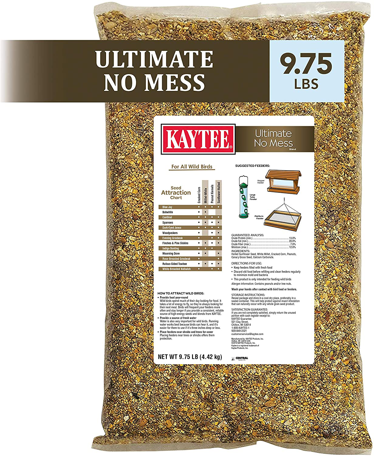 Kaytee Ultimate Nut and Fruit Bird Food, 9.75 Pounds Animals & Pet Supplies > Pet Supplies > Bird Supplies > Bird Food Kaytee No Mess Food 