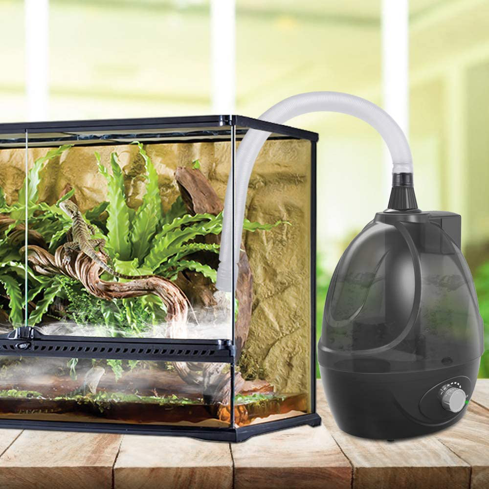 BETAZOOER Reptile Humidifiers Mister Fogger with Extension Tube/Hose, Suitable for Reptiles/Amphibians/Herps/Vivarium with Terrariums and Enclosures (2.5 Liter Tank)