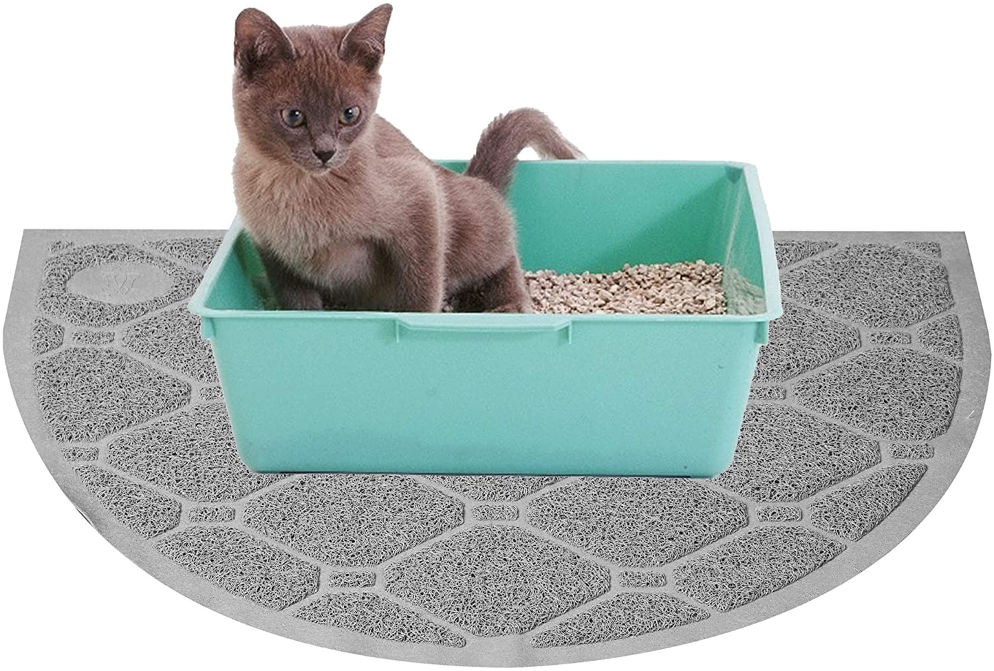 Mind Reader Kitty Stops Tracking, Litter Trapping Mat, Waterproof, Easy Clean, Semi Circle, Gray Animals & Pet Supplies > Pet Supplies > Cat Supplies > Cat Litter Box Mats Mind Reader   