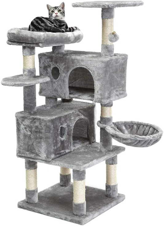 SUPERJARE Cat Tree Condo Furniture with Scratching Posts, Plush Cozy Perch and Dangling Balls, Multi-Level Kitten Tower Animals & Pet Supplies > Pet Supplies > Cat Supplies > Cat Furniture SUPERJARE Gray  