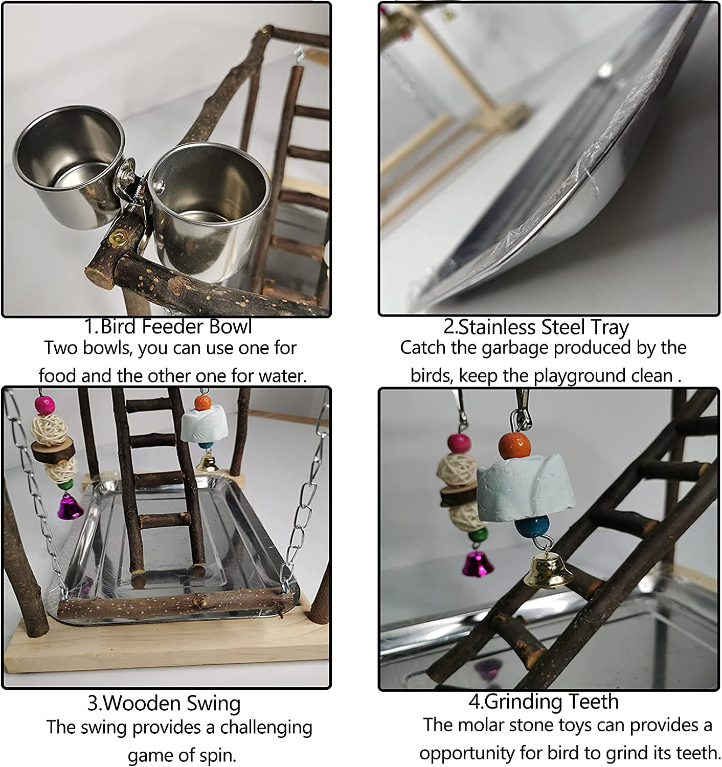 Tfwadmx Parrots Playstand Bird Play Gym Cockatiel Playground Wood Perch Stand Climb Swing Ladders Chewing Toys with Feeding Cups Exercise Activity Center for Conure Cockatiel Lovebirds Animals & Pet Supplies > Pet Supplies > Bird Supplies > Bird Gyms & Playstands Tfwadmx   