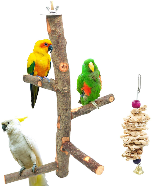 Suruikei Bird Perch Nature Apple Hard Wood Stand, Parrot Stand Toy Branch Platform Paw Grinding Stick for Small Parakeets Cockatiels Conures Parrots Love Birds Finches Cage Accessories Animals & Pet Supplies > Pet Supplies > Bird Supplies > Bird Cage Accessories suruikei   
