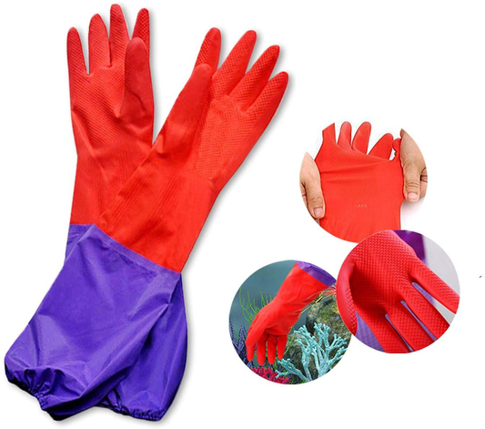 Sungrow Aquarium Water Change Gloves, 19.6 Inches Long, No-Skid Design, Keep Hands and Arms Dry, Seamless Stitching and Elastic Cuff, 1 Pair