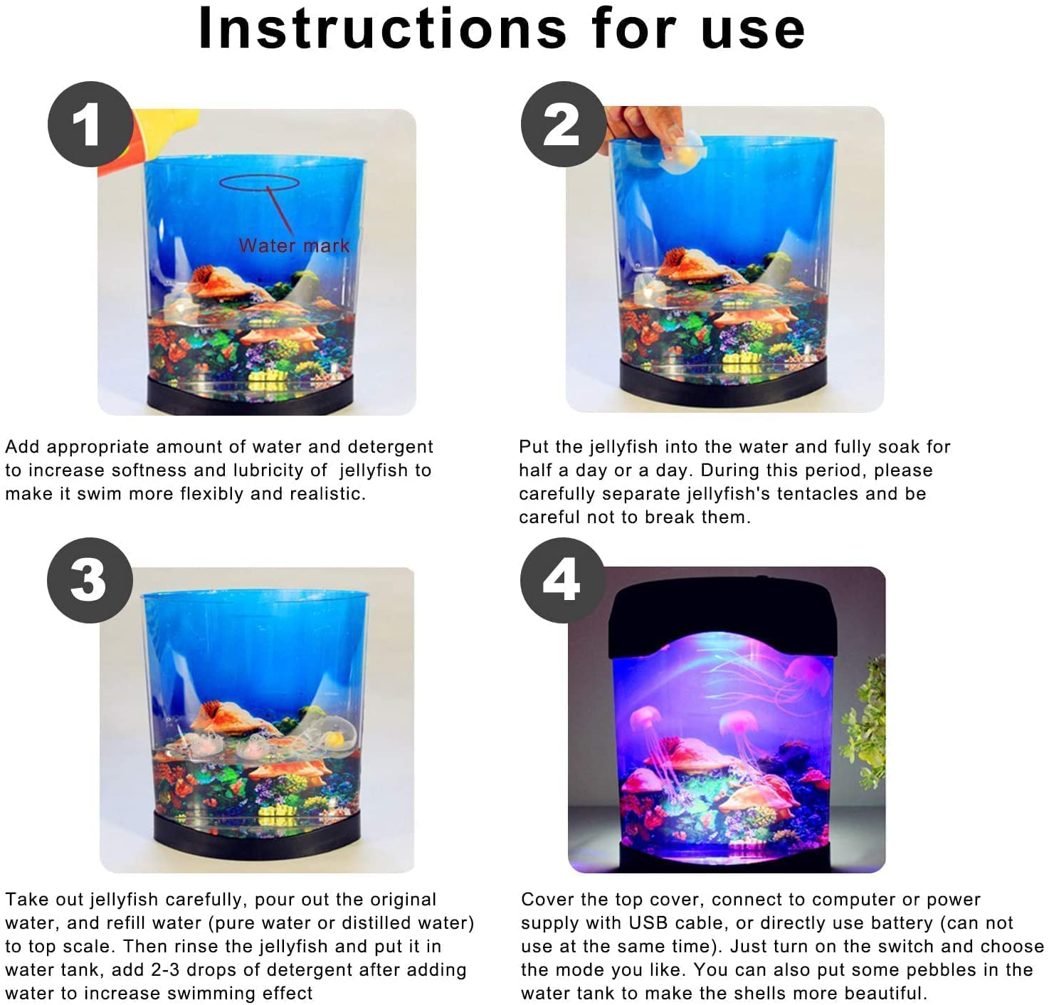 SMDKJ Jellyfish Lamp, LED Aquarium Lighting Fish Tank Night Light with USB, Realistic Jelly Fish Lamp for Home Desktop Bedroom Background Decoration Animals & Pet Supplies > Pet Supplies > Fish Supplies > Aquarium Lighting SMDKJ   