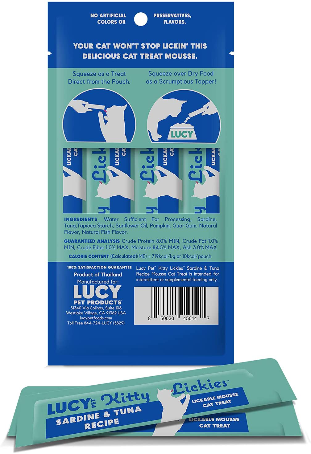 Lucy Pet Products Kitty Lickies Mousse Cat Treat Sardine & Tuna Recipe 2Oz Animals & Pet Supplies > Pet Supplies > Cat Supplies > Cat Treats Lucy Pet Products   