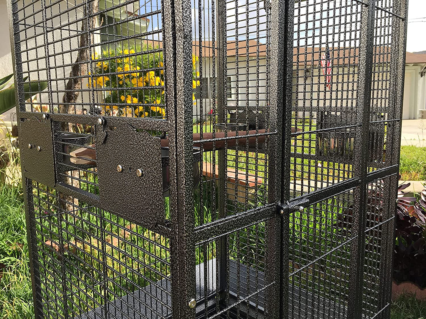 Extra Large Wrought Iron Open/Close Play Top Bird Parrot Cage, Include Metal Seed Guard Solid Metal Feeder Nest Doors Overall Dimensions: 35.25" Wx29.5 Lx62 H(With Seed Skirt) Animals & Pet Supplies > Pet Supplies > Bird Supplies > Bird Cages & Stands Mcage   