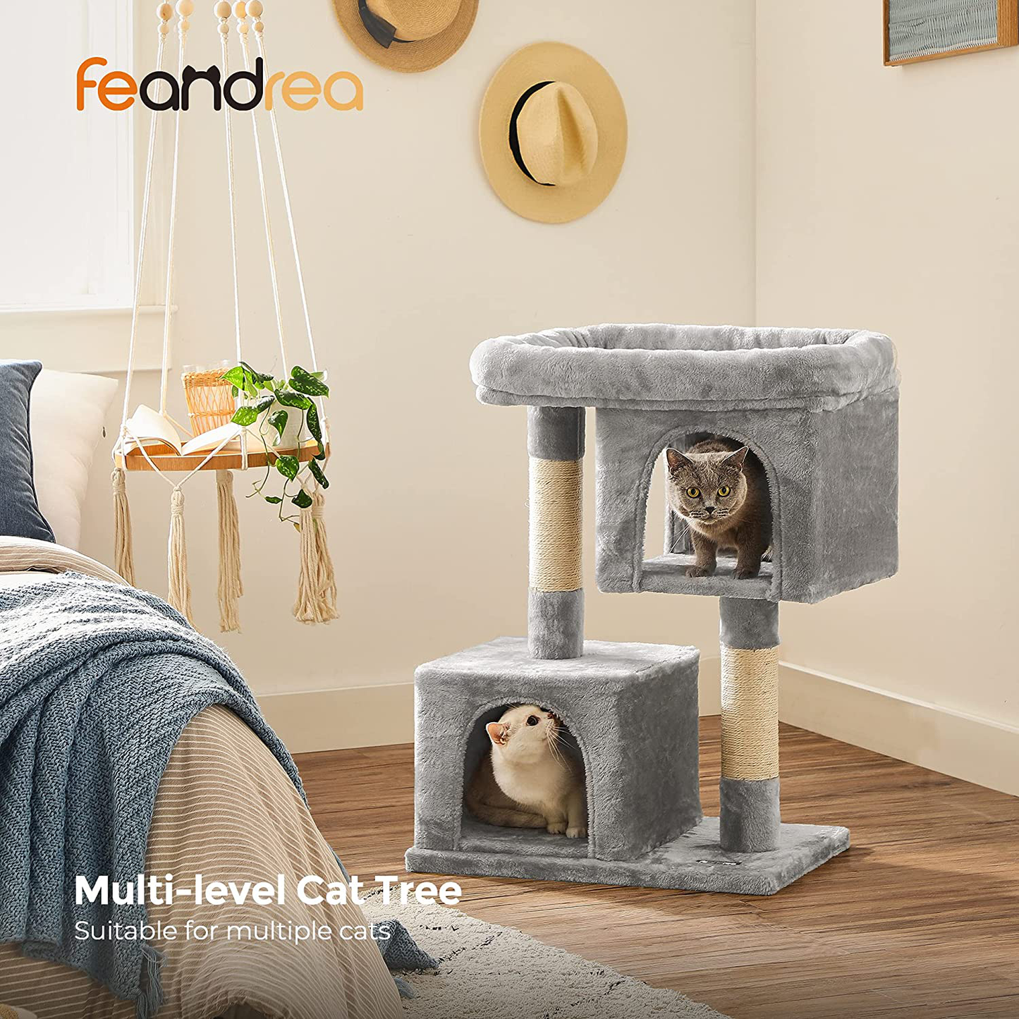 FEANDREA Cat Tree for Large Cats, Cat Tower 2 Cozy Plush Condos and Sisal Posts Animals & Pet Supplies > Pet Supplies > Cat Supplies > Cat Furniture FEANDREA   