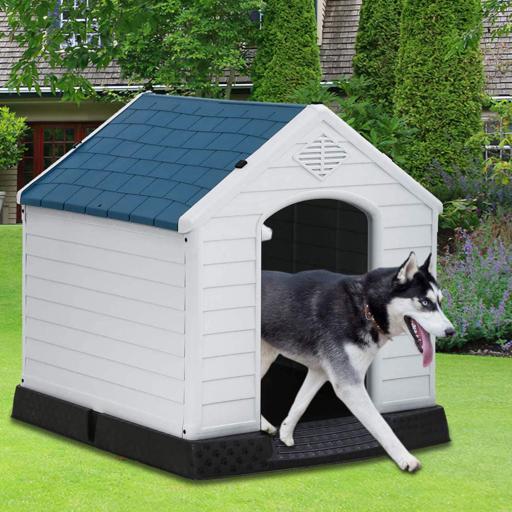 Dog House, Dog House for Small Medium Large Dogs, Waterproof Ventilate Plastic Durable Indoor Outdoor Pet Shelter Kennel with Air Vents and Elevated Floor, Easy to Assemble Animals & Pet Supplies > Pet Supplies > Dog Supplies > Dog Houses Dkeli 32"H  