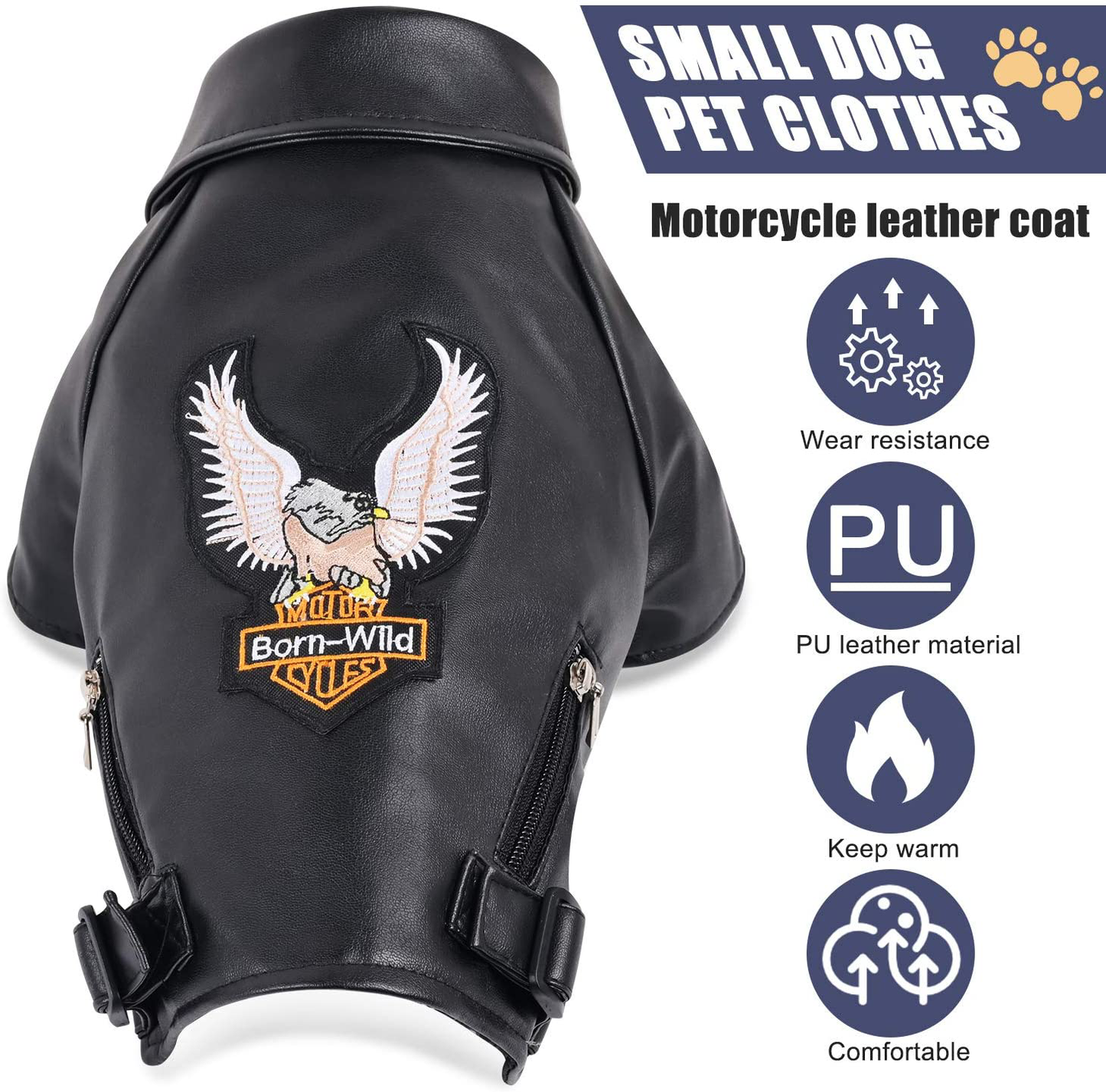 Soft Puppy PU Leather Jacket Waterproof Coat Winter Warm Clothes for Pet Dog Cat… Animals & Pet Supplies > Pet Supplies > Cat Supplies > Cat Apparel The PetOne   