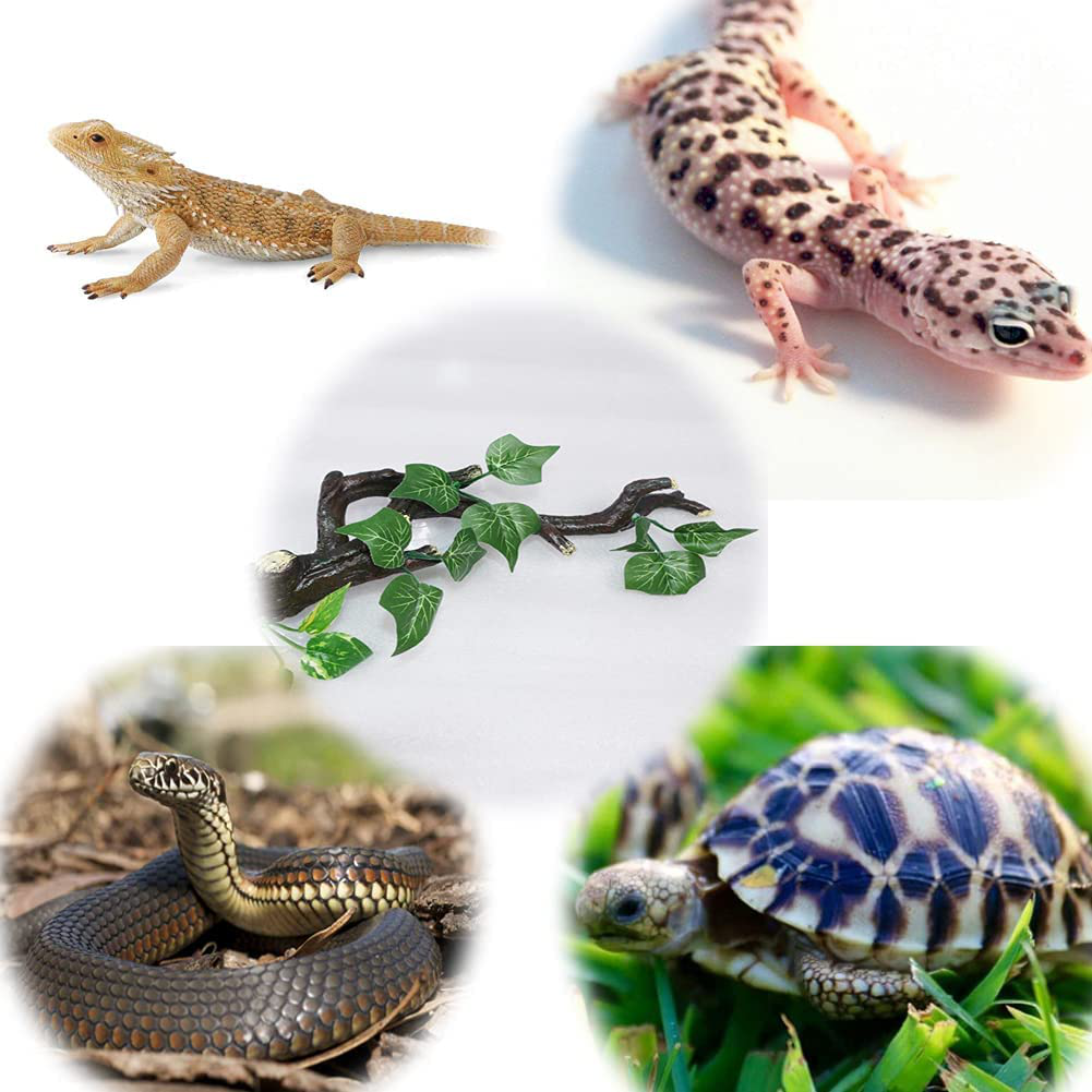 TEEMO Reptile Branch Décor Leopard Gecko Tank Accessories and Bearded Dragon Tank Accessories Terrarium Plant Decoration for Snake Lizard and Leopard Gecko