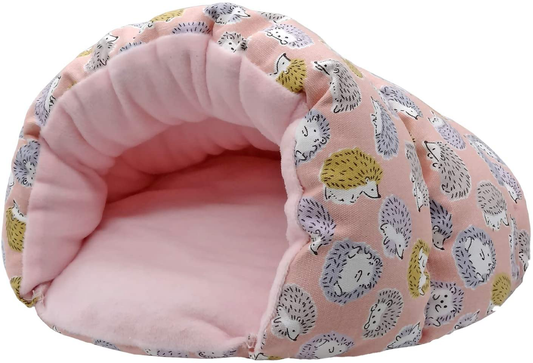 Handmade Portable Sleeping Bag Pouch Hideout Cave Habitat for Hedgehog, Hamster, Ferret, Squirrel, Small Pet Animals Bed Nest House Cage Accessory Animals & Pet Supplies > Pet Supplies > Small Animal Supplies > Small Animal Habitat Accessories Ymid Select Pink  