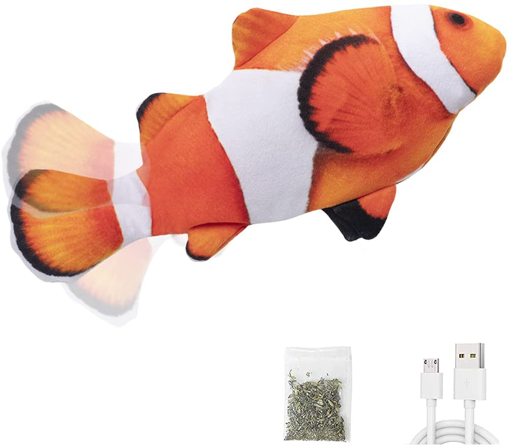 Potaroma Flopping Fish Cat Toy 10", Floppy Dancing Fish Catnip Toy for Small Dogs, Realistic Moving Cat Kicker Toy, Interactive Wiggle Fish, Kitty Kitten Pet Exercise Toy Animals & Pet Supplies > Pet Supplies > Cat Supplies > Cat Toys Potaroma Clownfish  