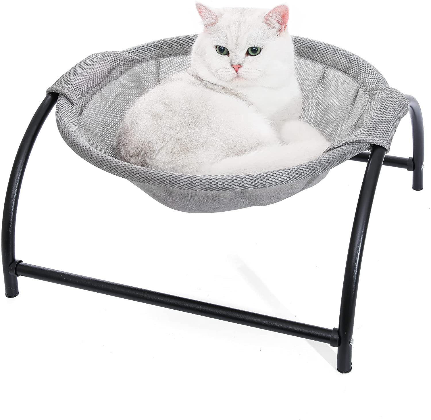 NOYAL Cat Hammock Bed, Elevated Pet Bed Breathable Hanging Nest with Detachable Cover and Heavy Duty Iron Frames Cat Cooling Cot for Kitty & Puppy Indoor and Outdoor Cat Hammock (Gray)