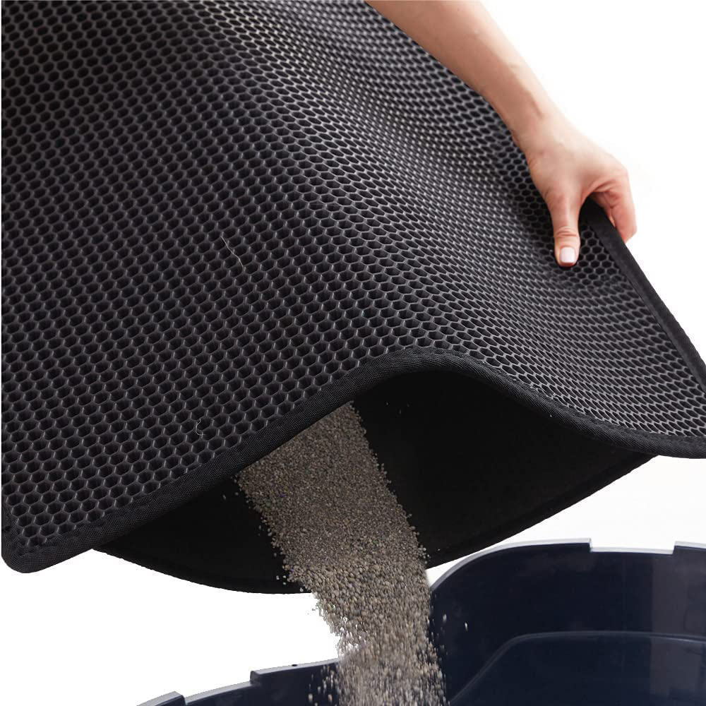 Gorilla Grip Durable Honeycomb Cat Litter Box Mat, Water Resistant, Traps Litter from Box, Helps to Waste Less Litter on Floors, Scatter Control, Double Layered, Soft on Kitty Cat Paws, Easy Clean