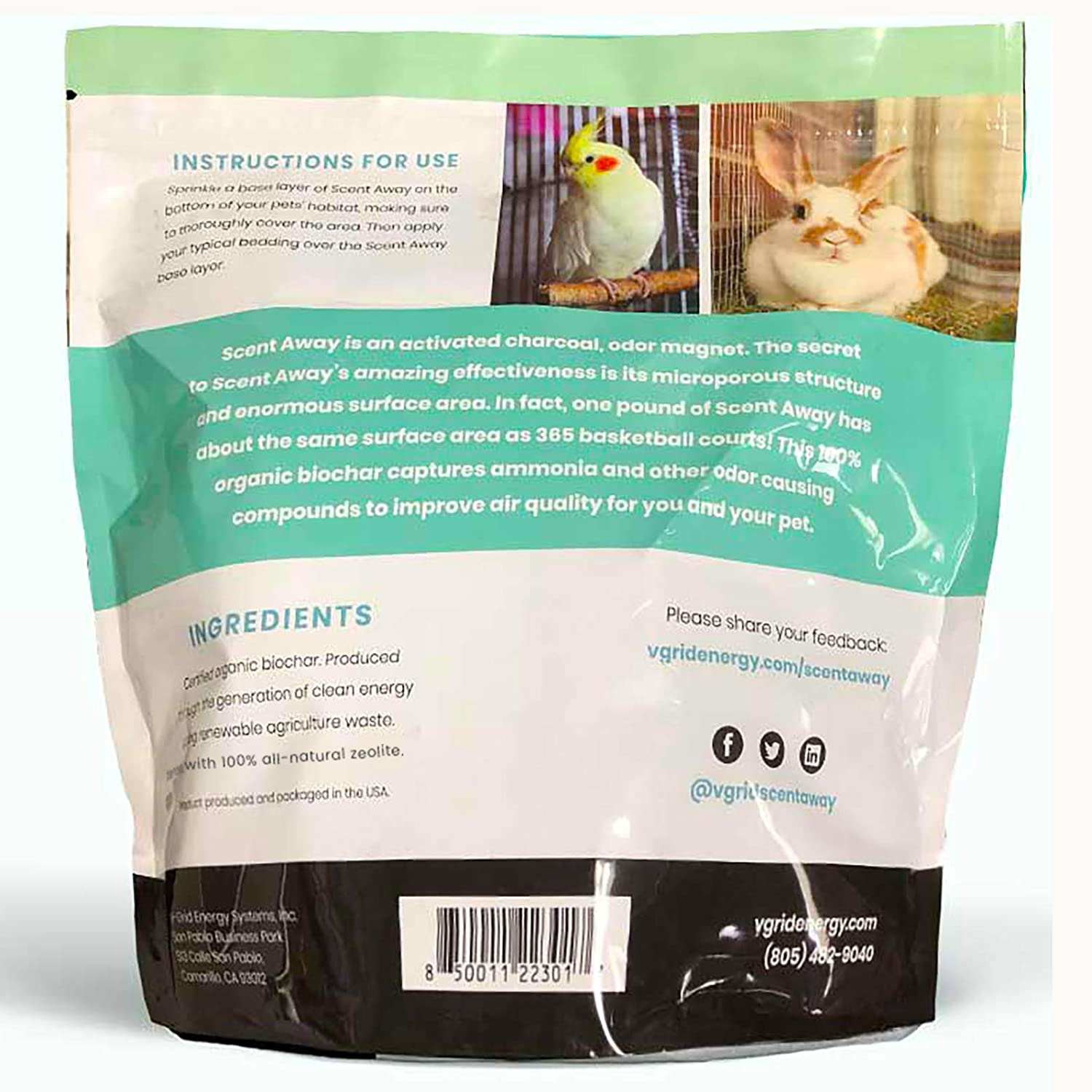 SCENT AWAY | Small Animal Bedding Deodorizer | 100% Natural | Fragrance Free | Active Carbon | Zeolite | Non-Toxic | Odor Control | 3Qt. (2.84L) Animals & Pet Supplies > Pet Supplies > Small Animal Supplies > Small Animal Bedding VGRID Energy Systems Inc.   