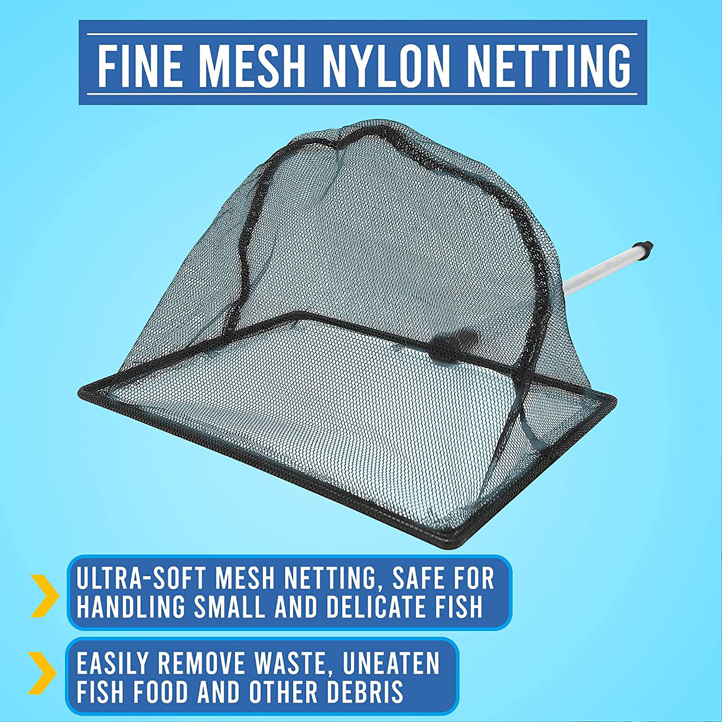 FISH PROS Fish Net for Fish Tank - 2.5 Inch Deep Mesh Scooper with Extendable Handle up to 24 Inches Long – Large Scoop, Telescopic Pond Skimmer Nets for Cleaning Tanks - Aquarium Accessories Animals & Pet Supplies > Pet Supplies > Fish Supplies > Aquarium Fish Nets FISH PROS   