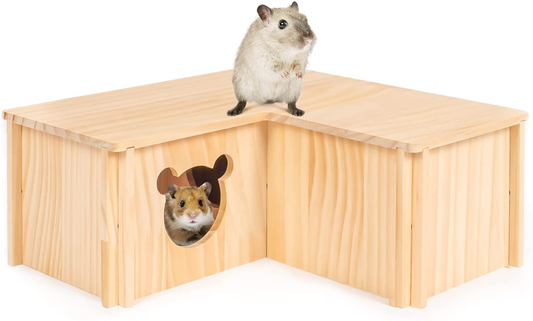 Hamster House - Guinea Pig Hideout Wooden 12.612.65 Inches Small Animals House Chinchilla Rat Accessories Animals & Pet Supplies > Pet Supplies > Small Animal Supplies > Small Animal Habitat Accessories Yibing   