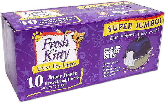 Fresh Kitty Super Thick, Durable, Easy Clean up Jumbo Drawstring Scented Litter Pan Box Liners, Bags for Pet Cats, 10 Ct Animals & Pet Supplies > Pet Supplies > Cat Supplies > Cat Litter Box Liners Fresh Kitty   