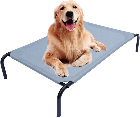PHYEX Heavy Duty Steel-Framed Portable Elevated Pet Bed, Elevated Cooling Pet Cot Animals & Pet Supplies > Pet Supplies > Dog Supplies > Dog Beds PHYEX Grey Large 
