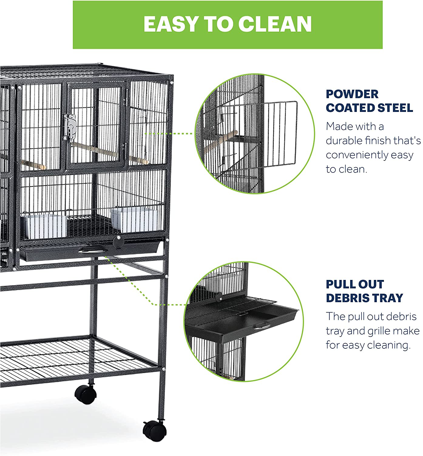 Prevue Pet Products F070 Hampton Deluxe Divided Breeder Cage with Stand,Black Hammertone,1/2" Animals & Pet Supplies > Pet Supplies > Bird Supplies > Bird Cages & Stands Prevue Pet Products   