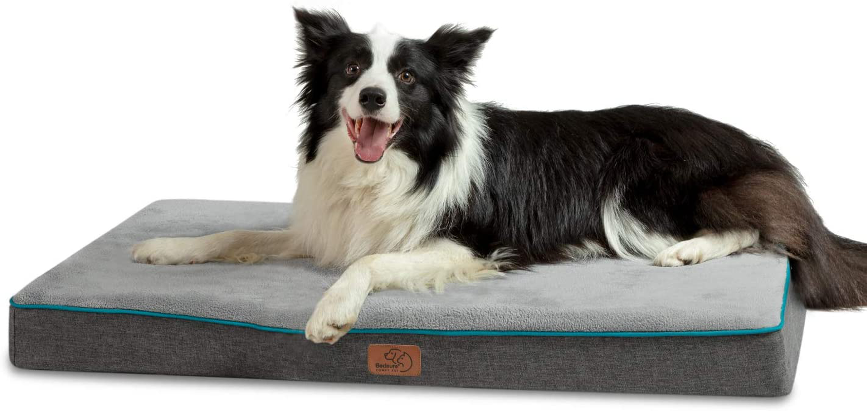 Bedsure Large Memory Foam Orthopedic Dog Bed - Washable Dog Bed Pillow for Crate with Removable Cover and Waterproof Liner - Plush Flannel Fleece Top Pet Bed with Nonskid Bottom for Medium, Large and Extra Large Dogs