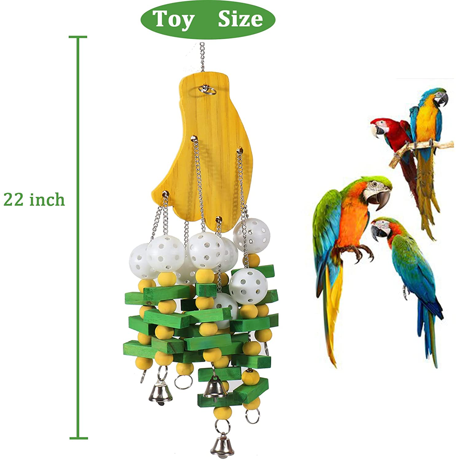 Lifeunion Large Bird Parrot Chewing Toys, Natural Wooden Parrot Cage Hanging Bite Block Toy Entertaining Tearing Treats Toy for Cockatoo, Parakeet, Lovebirds, Macaws, African Grey Animals & Pet Supplies > Pet Supplies > Bird Supplies > Bird Treats Lifeunion   