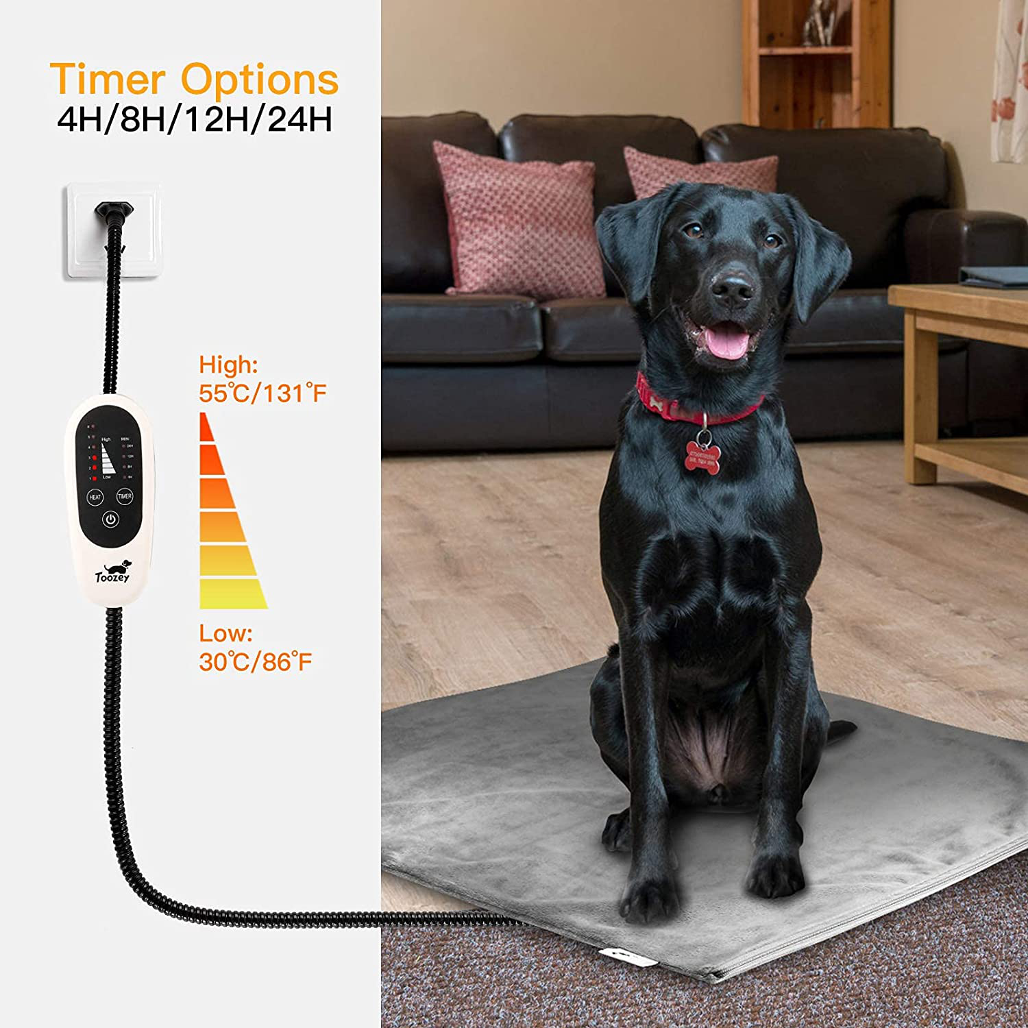 Toozey Pet Heating Pad, Temperature Adjustable Dog Cat Heating Pad with Timer, Waterproof Pet Heating Pads for Cats Dogs with Chew Resistant Cord, Electric Pads for Dogs Cats, Pet Heated Mat Animals & Pet Supplies > Pet Supplies > Cat Supplies > Cat Beds Toozey   