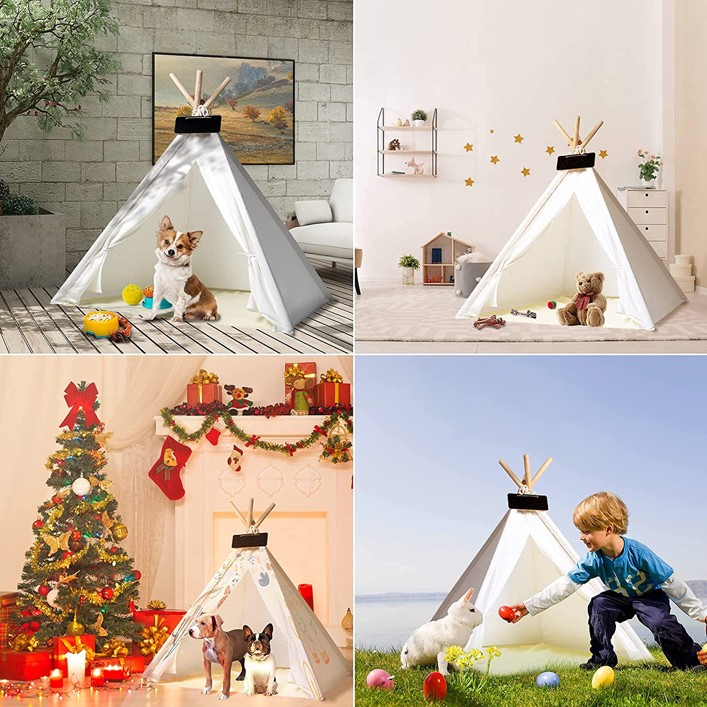 IREENUO Pet Teepee Tent for Dogs Cats, 33Inches Medium Size Dogs Tent House for Small Medium Dogs with Durable Material