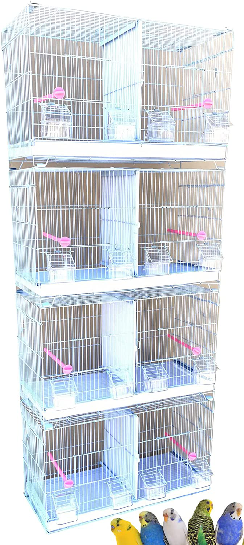 Mcage 4 of Stack and Lock Double Breeder Cage Bird Breeding Cage with Removable Center Dividers and Breeder Doors Animals & Pet Supplies > Pet Supplies > Bird Supplies > Bird Cages & Stands Mcage White  