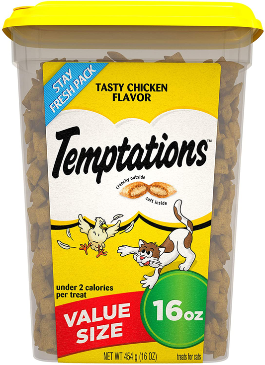 TEMPTATIONS Classic Crunchy and Soft Cat Treats, 16 Oz., Pouches and Tubs