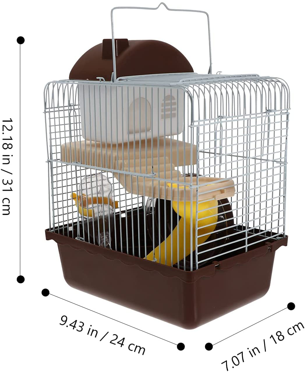 STOBOK Hamster Cage Portable Double Layer Wire Habitat Small Animal Critter House Cage Pet Playpen Activity Exercise Centre for Rodent Gerbil Mouse Mice Rat Accessories Coffee