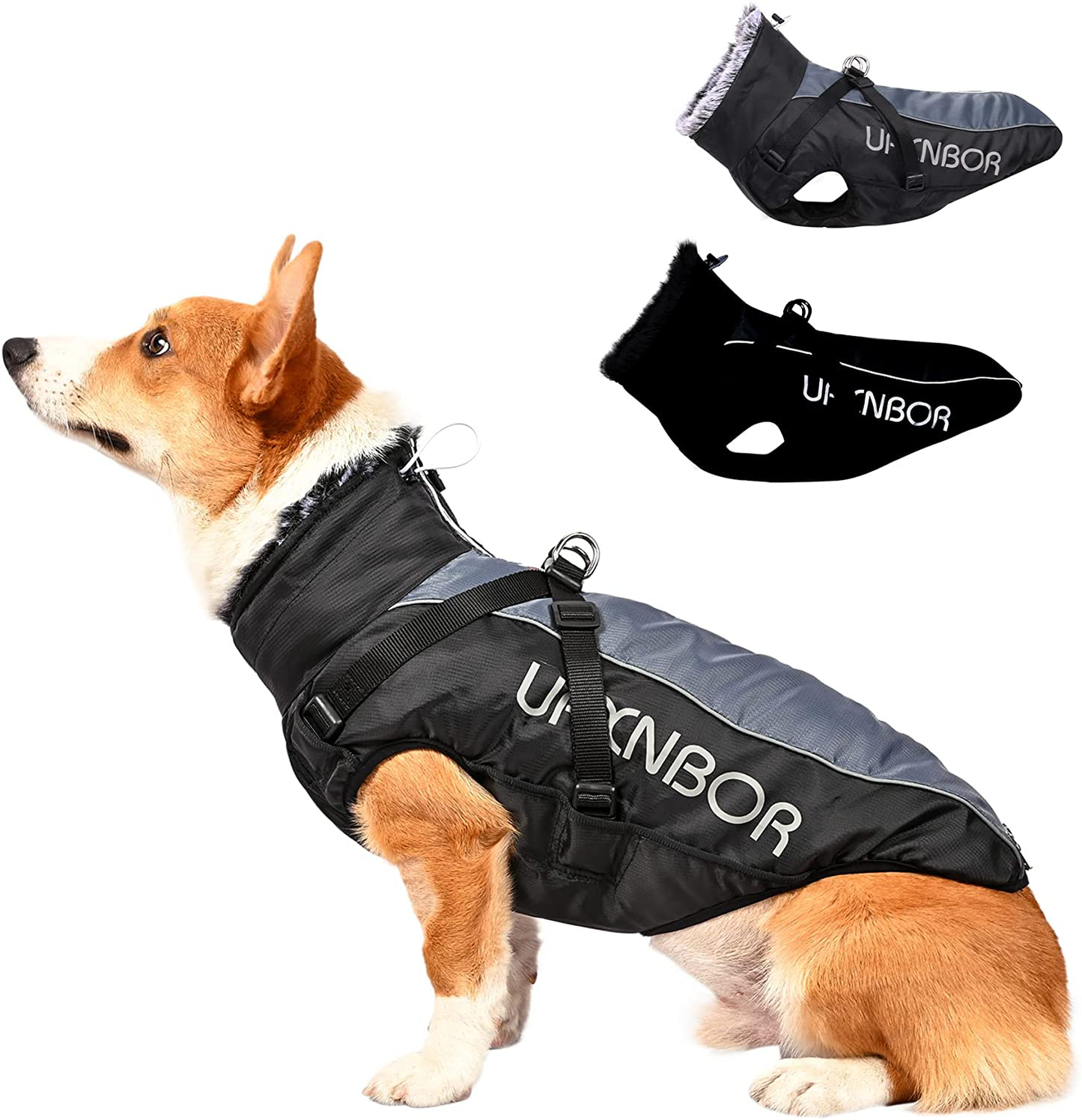 Dog Winter Coats Jackets with Harness Reflective Dog Coat for Cold
