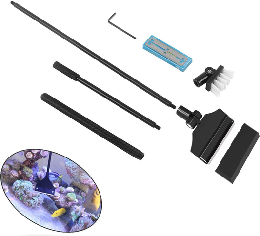 Fzone New Aluminum Magnesium Alloy Scraper Cleaner, Clean Brush with 10 Stainless Steel Blade for Aquarium Fish Plant Reef Tank Glass Cleaning Rotatable Head Extended to 26Inch Animals & Pet Supplies > Pet Supplies > Fish Supplies > Aquarium Cleaning Supplies FZONE   