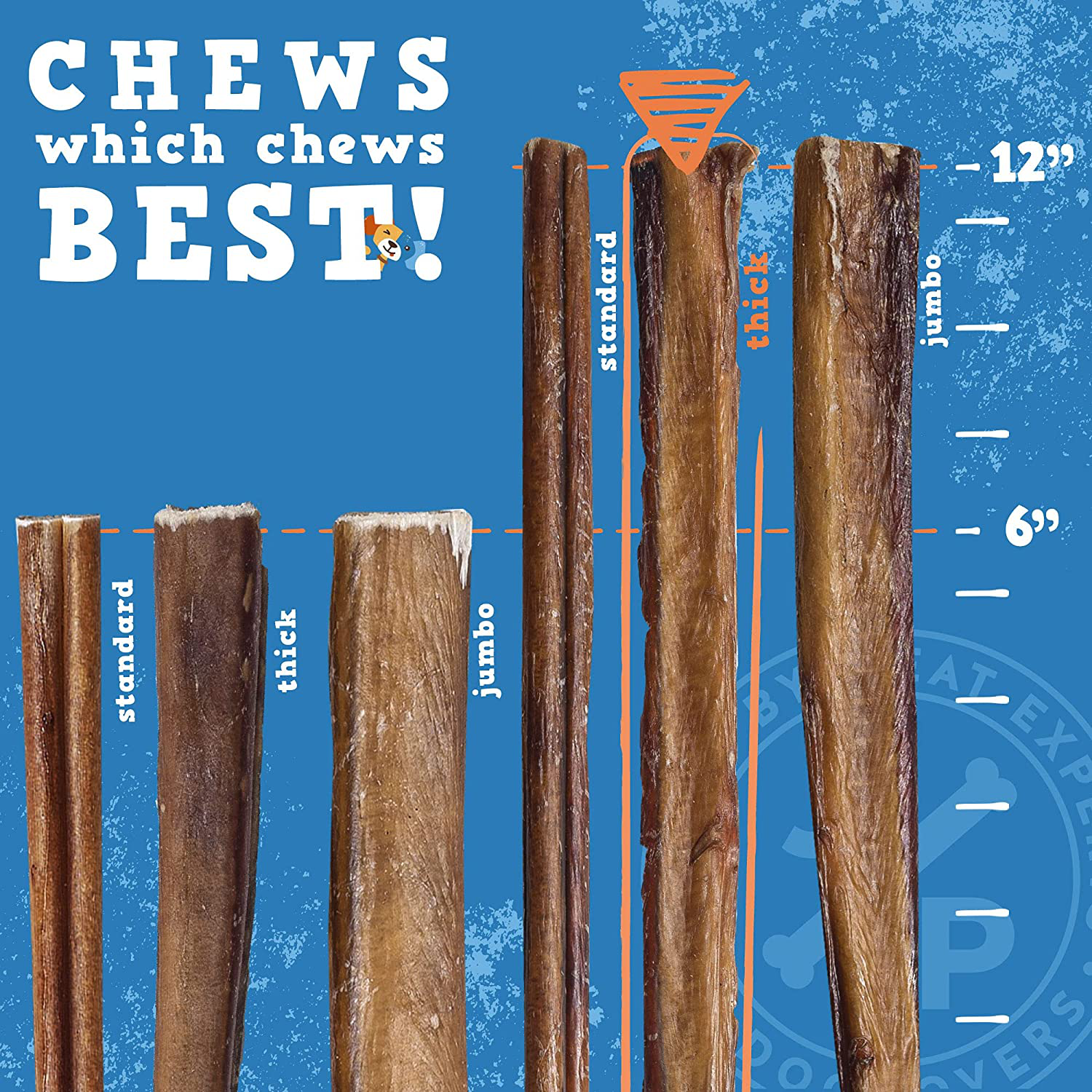 Jack&Pup 12-Inch Premium Grade Odor Free Bully Sticks Dog Treats [Thick-Size] - 12" Long All Natural Gourmet Chews Dog Treat – Fresh and Savory Beef Flavor – 30% Longer Lasting (3 Piece Pack) Animals & Pet Supplies > Pet Supplies > Dog Supplies > Dog Treats Jack & Pup   