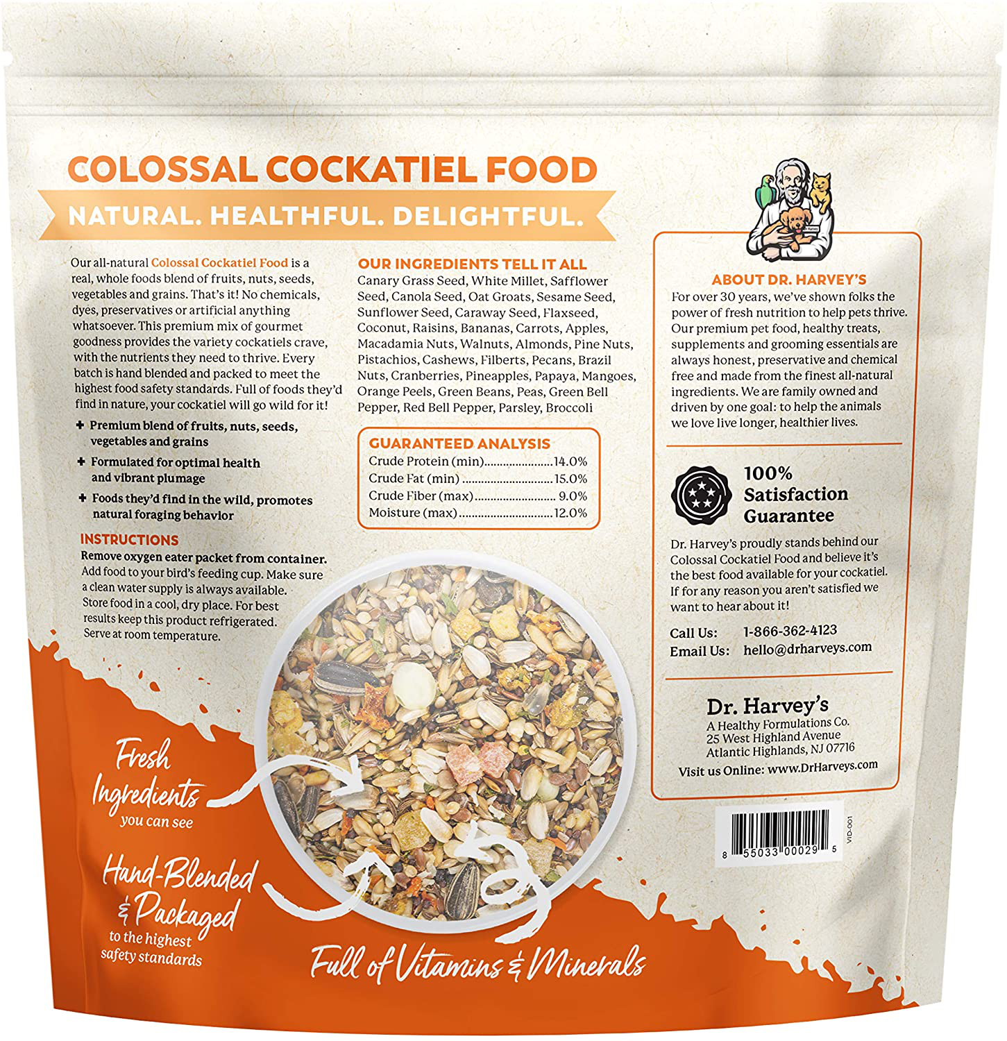 Dr. Harvey'S Colossal Cockatiel Food, All Natural Daily Food for Cockatiels Animals & Pet Supplies > Pet Supplies > Bird Supplies > Bird Food Dr. Harvey's   