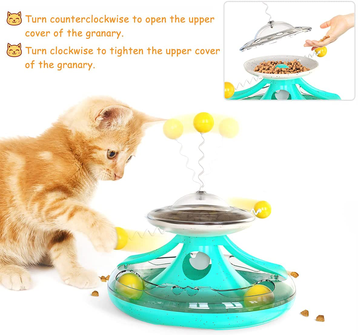 LEJGEQR Cat Toys for Indoor Cats - Funny Interactive Cat Toy with Circle Track Moving Balls Exercise Kitten Toy,Satisfies Cats Chasing Game,Leaking Food Windmill Cat Toy for Cats Kitten Animals & Pet Supplies > Pet Supplies > Cat Supplies > Cat Toys LEJGEQR   