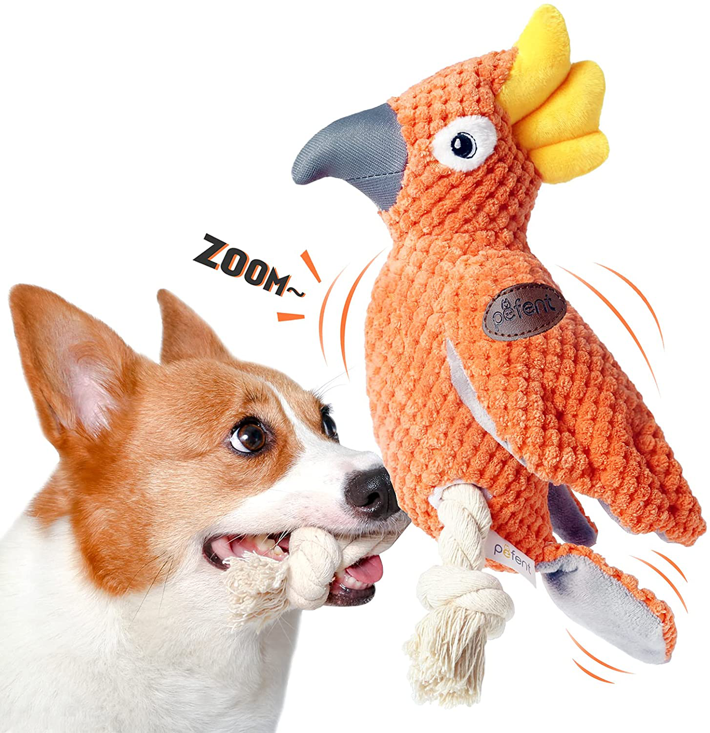 Dog Toys for Small Dog, Plush Interactive Dog Squeak Toy for Puppies, Durable Dog Chew Toy with Stuffed and Crinkle Paper to Clean Teeth for Medium Dogs Animals & Pet Supplies > Pet Supplies > Dog Supplies > Dog Toys Pefent Orange  