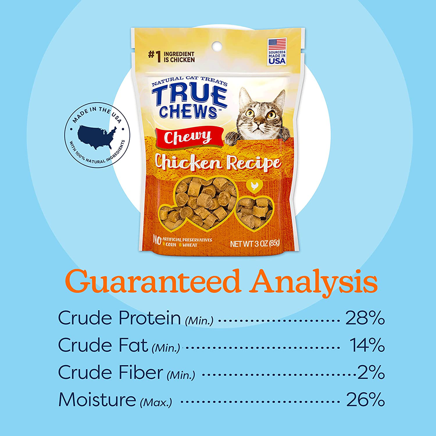 True Chews Natural Cat Treats Chicken Recipe, 3 Oz Animals & Pet Supplies > Pet Supplies > Cat Supplies > Cat Treats True Chews   