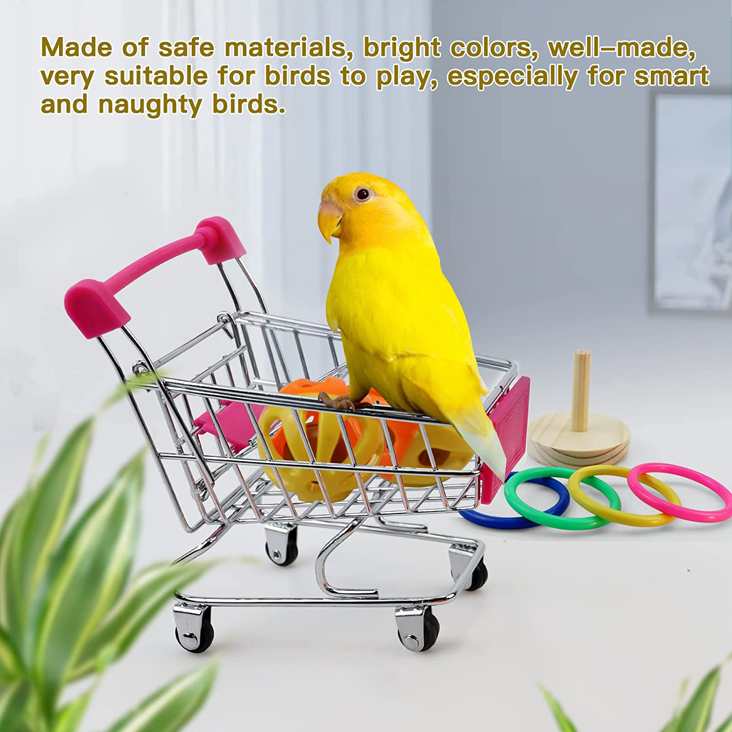 RF-X Bird Toys, Parrot Toys, 6-Piece Bird Training Toys, Including Mini Shopping Carts, Bird Sliders, Bird Stacking Toys, Parrot Building Block Puzzle Toys Animals & Pet Supplies > Pet Supplies > Bird Supplies > Bird Toys RF-X   