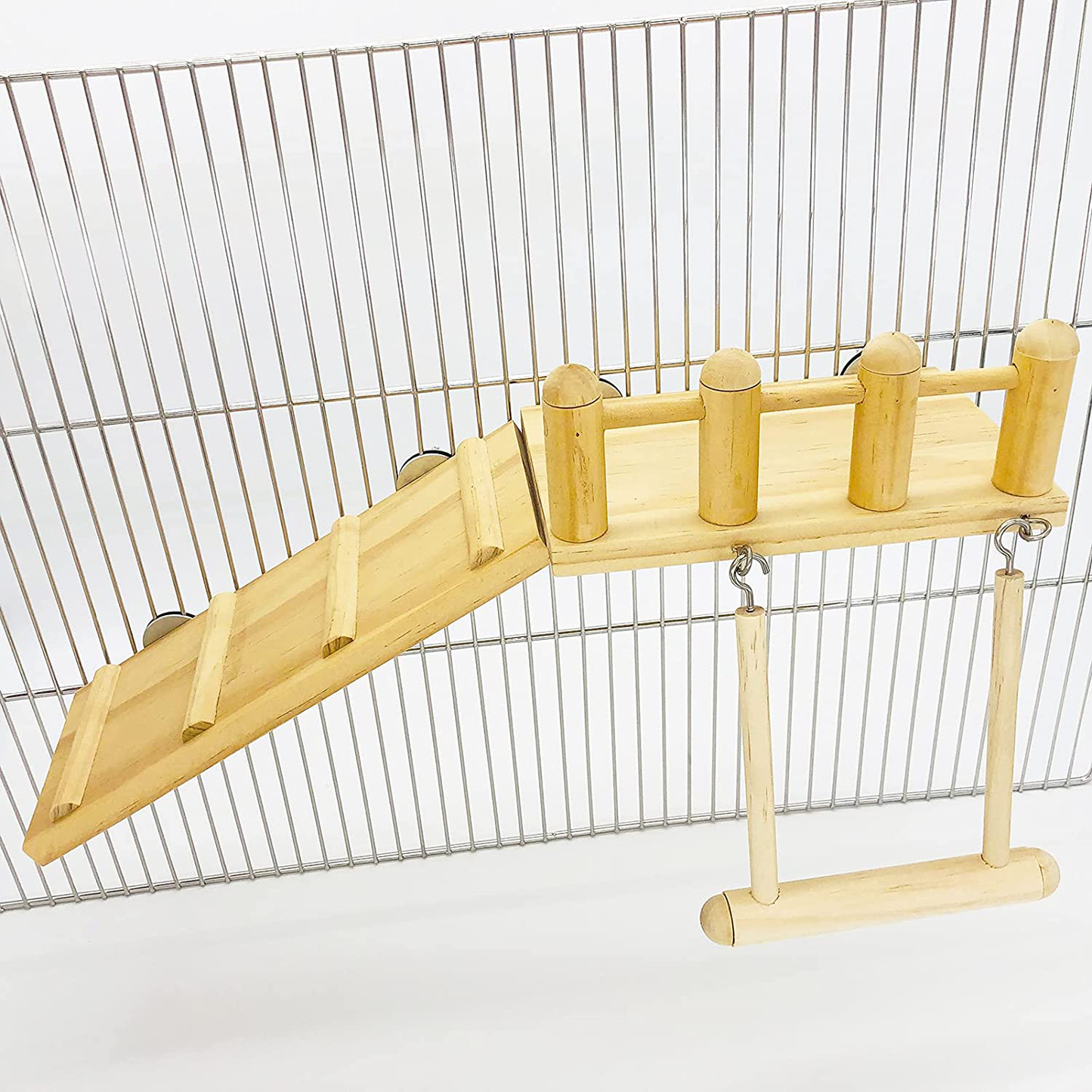 Parrot Climbing Ladder, Bird Wooden Playground with Climbing Ladder Stand, Parrot Play Stand, Bird Swing for Green Cheeks, Small Lovebirds, Goldens, Hamsters, Bird Cage Chew Toy Set Animals & Pet Supplies > Pet Supplies > Bird Supplies > Bird Gyms & Playstands CAREUPET   