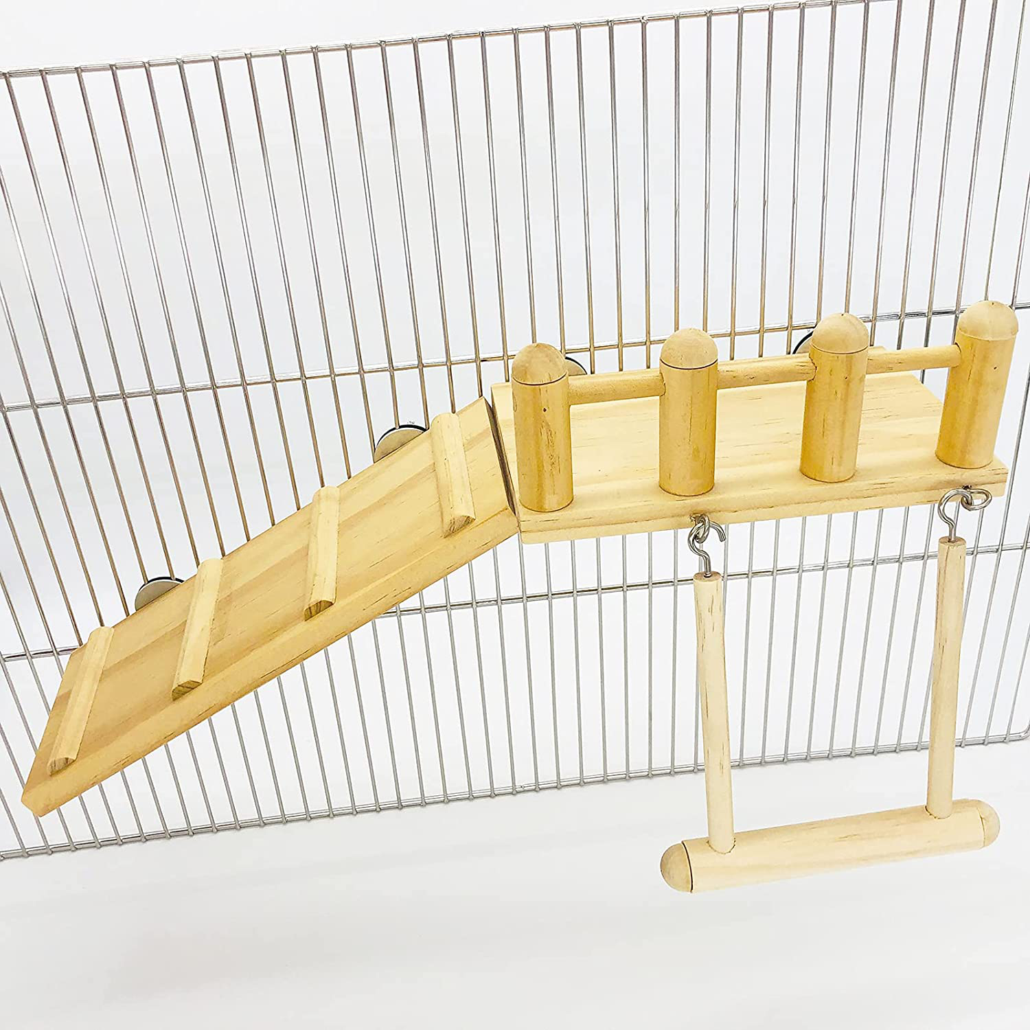 Parrot Climbing Ladder, Bird Wooden Playground with Climbing Ladder Stand, Parrot Play Stand, Bird Swing for Green Cheeks, Small Lovebirds, Goldens, Hamsters, Bird Cage Chew Toy Set Animals & Pet Supplies > Pet Supplies > Bird Supplies > Bird Gyms & Playstands CAREUPET   