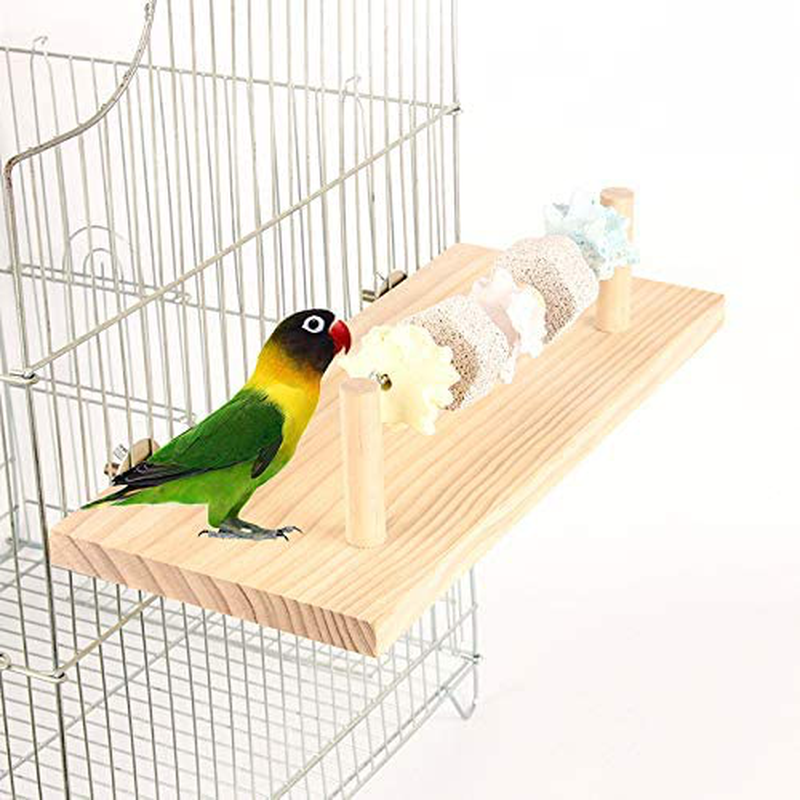 Bird Perches Cage Toys, Bird Wooden Play Gyms Stands Natural Wood Bird Perch with Chewing Toys Grinding Perch Stone 31.5X13.5X1.5Cm Animals & Pet Supplies > Pet Supplies > Bird Supplies > Bird Gyms & Playstands LALFPET 12.4x5.3x0.6inch  