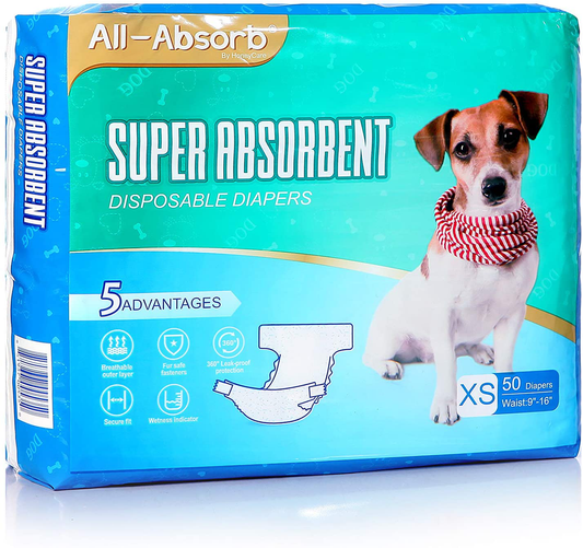 HONEY CARE All-Absorb Disposable Dog Diapers, Super Absorbent, Breathable, Wetness Indicator Animals & Pet Supplies > Pet Supplies > Dog Supplies > Dog Diaper Pads & Liners HONEY CARE   