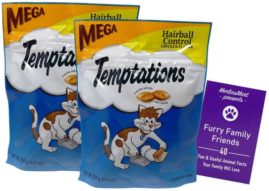 Temptations Mega Size Hairball Control Chicken Flavor Cat Treats (4.9 Ounces) | 2 Count plus Fun Animal Facts Booklet Bundle Animals & Pet Supplies > Pet Supplies > Cat Supplies > Cat Treats Temptations Bundle   