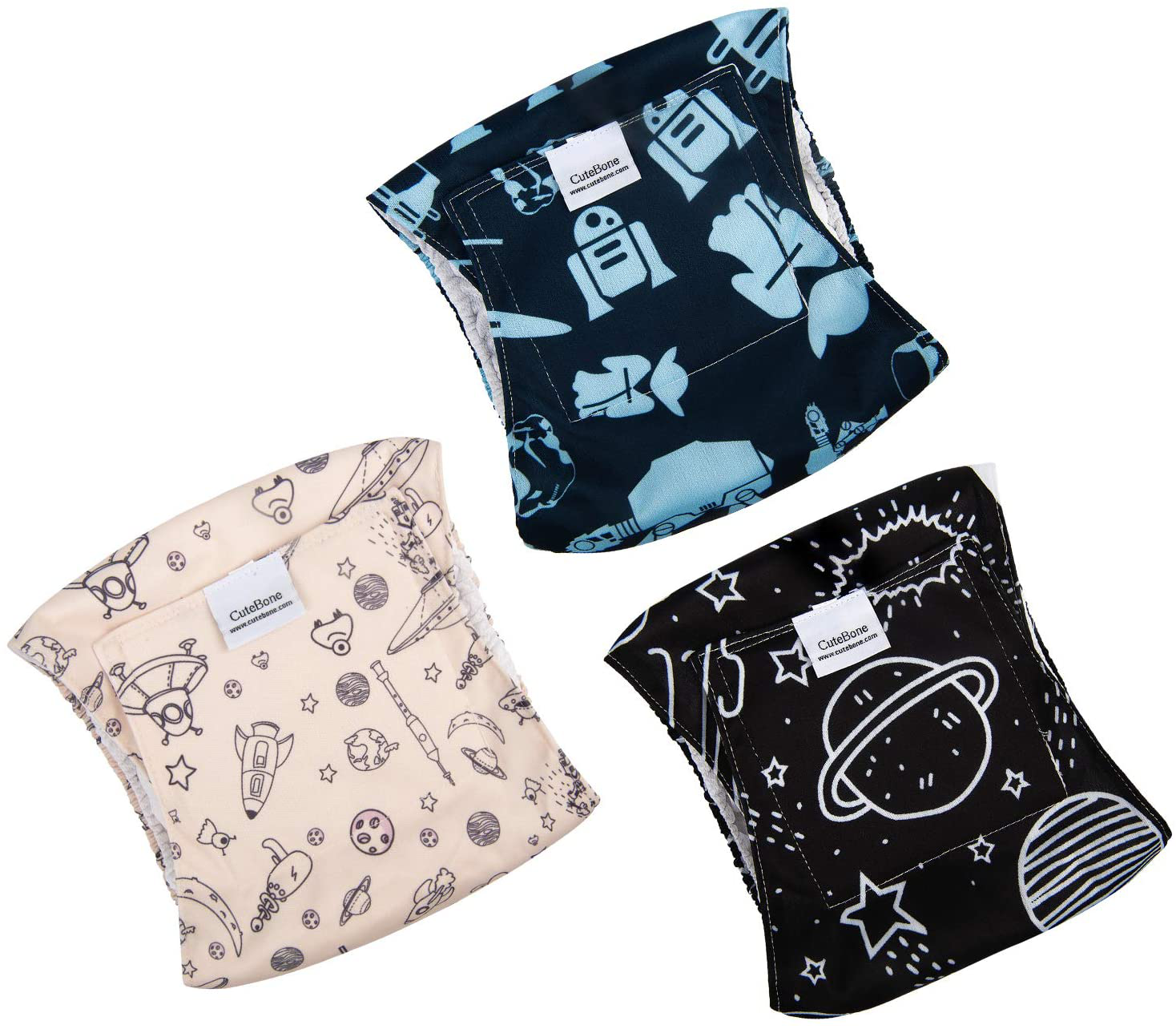 Cutebone Dog Diapers Male Washable Belly Band for Male Dogs Wraps 3Pcs a Pack