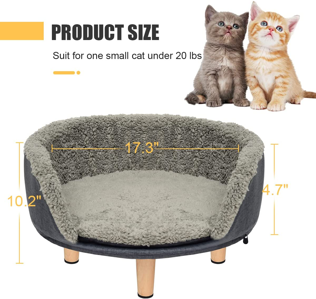 Cat Bed,Elevated Cat Bed Cat Sofa Elevated Pet Bed Pet Sofa Raised Cat Bed,Warm and Cozy Very Suitable for Kittens or Small Pet,Removable and Easy to Clean Animals & Pet Supplies > Pet Supplies > Cat Supplies > Cat Beds BCUOOTU   